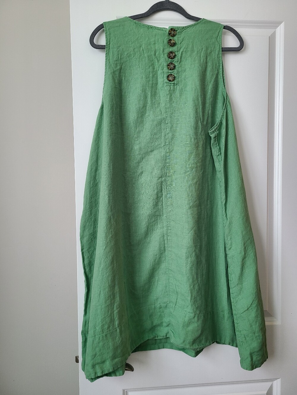 J.Crew Green Linen Button Back Trapeze Swing Mini Dress - Picture 4 of 7